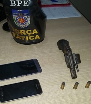 PM apreende arma de fogo e prende suspeito de roubo na Serraria