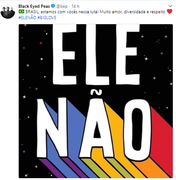 Black Eyed Peas posta #EleNão contra Bolsonaro e pede 'amor e respeito'