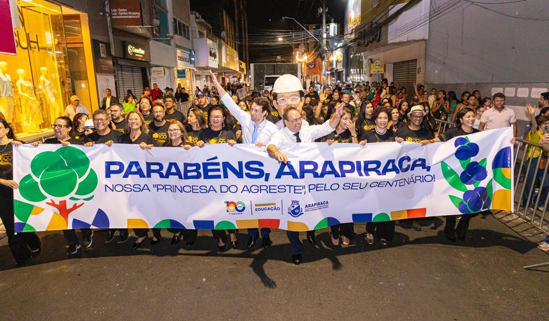 Arapiraca celebra 100 anos com desfile cívico-militar e homenagens ao desenvolvimento da cidade