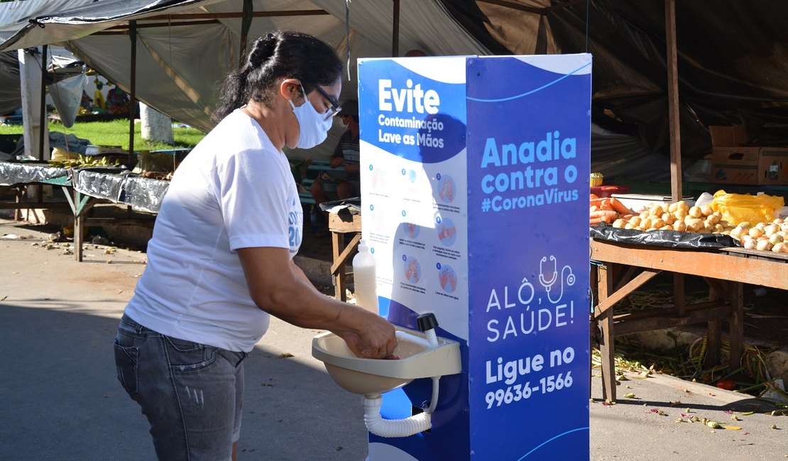 Prefeitura de Anadia instala lavatório nas ruas, como medidas contra a covid-19