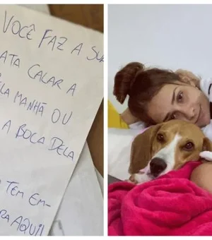 Dona recebe nota com ameaça de morte à sua cadela por causa de latidos
