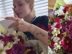 Virginia surge envergonhada após receber buquê de flores: 'Amo'