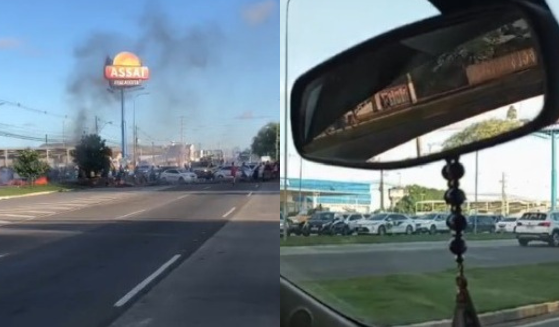 [Vídeo] Em novo protesto, pais de alunos da rede municipal de Maceió bloqueiam trecho de avenida, no Tabuleiro