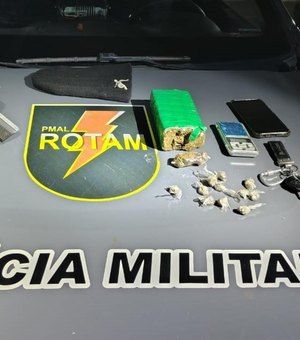 PM apreende drogas e arma em ações de combate ao tráfico na parte alta de Maceió