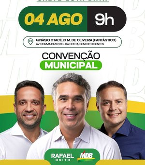 Rafael Brito é lançado pelo  MDB em convenção no dia 4 de agosto