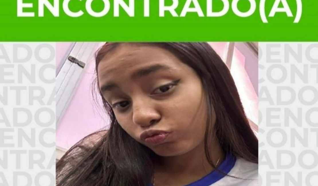 Adolescente de 13 anos que estava desaparecida em Maceió é encontrada