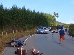 Colisão entre motos deixa jovem morto e dois feridos em Porto Calvo