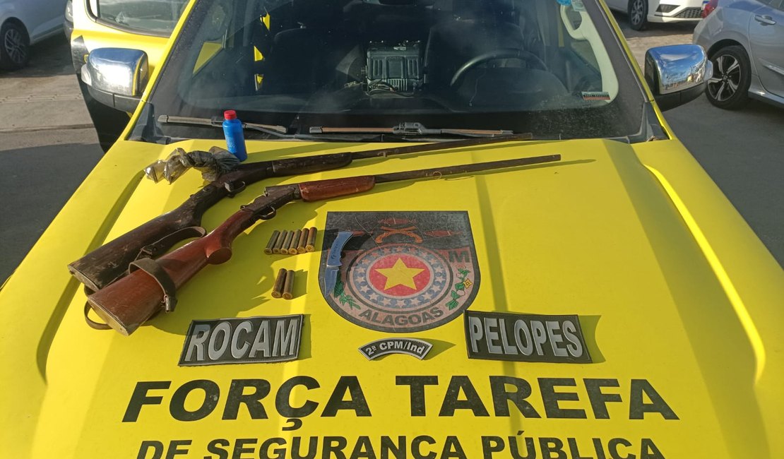 Armas de fogo são apreendidas na zona rural de Colônia Leopoldina