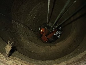 Boi cai em poço de mais de 30 metros e é resgatado por bombeiros em Feira Grande