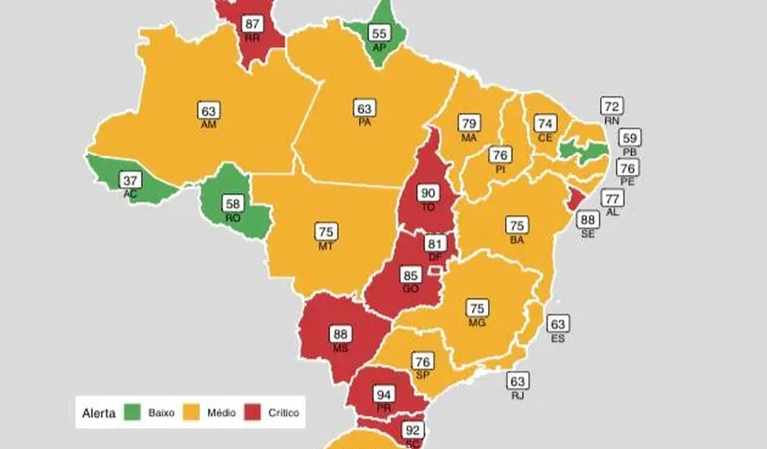 Dados apontam melhora na taxa de internação de UTI em todo o país por causa da Covid-19