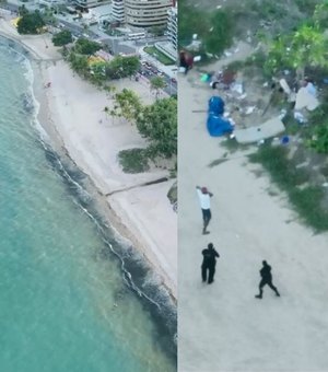 Drone da polícia flagra suspeitos embalando drogas na praia e trio é preso na Ponta Verde