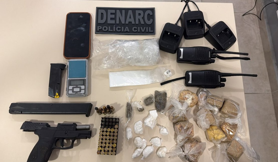 Operação prende três suspeitos e apreende drogas e armas em Coruripe e Feliz Deserto