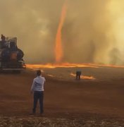 'Redemoinho de fogo' se forma durante queimada em Goiás 