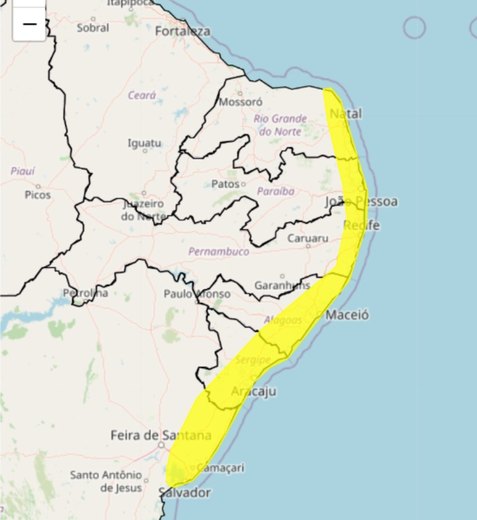 Inmet emite alerta para Alagoas e Maceió já registra alagamentos em várias ruas