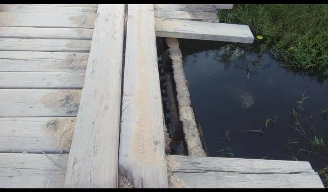 Precariedade de ponte amedronta moradores da zona rural de Maragogi