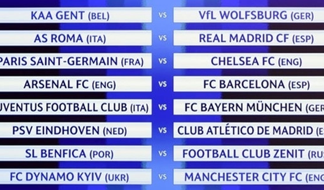 Definidos os confrontos das oitavas na Liga dos Campeões