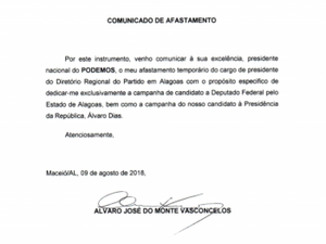 Álvaro Vasconcelos se afasta da presidência do Podemos em AL