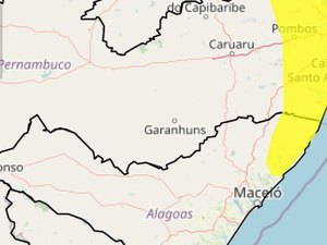 Inmet emite Alerta Amarelo de chuva para Região e Litoral Norte de Alagoas