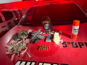 Polícia Militar apreende arma, munições e drogas no conjunto Cidade Sorriso I, em Maceió