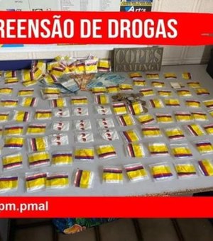 Polícia apreende 130 papelotes de cocaína e prende suspeitos de tráfico, em Delmiro Gouveia