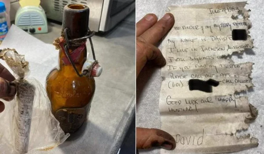 Homem encontra mensagem de 40 anos dentro de garrafa e surpreende remetente