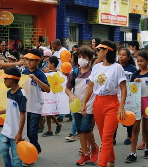 Estudantes protestam contra o abuso e exploração sexual de crianças e adolescentes em Pilar