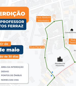 Rua Professor Santos Ferraz será interditada por 30 dias para obras de saneamento no Poço