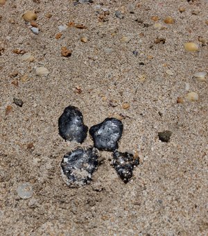Manchas de óleo são encontradas na Praia do Toque, em São Miguel dos Milagres