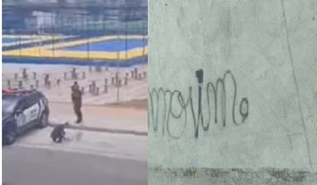 Homem detido por pichar praça recém-inaugurada no Osman é visto 'repintando' local