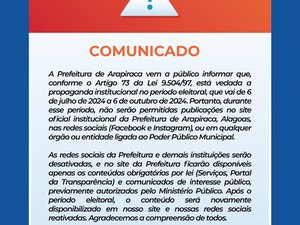 Eleições 2024: Site oficial e redes sociais da Prefeitura passam a atender as normas eleitorais nesta sexta (5)