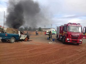 Carro é destruído pelo fogo em um trecho da AL-110