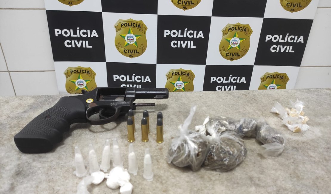 Jovem é preso com revólver, maconha, cocaína e crack no Clima Bom