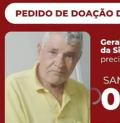 Família pede doação de sangue O- para idoso internado em Coruripe