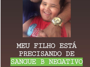  Menino de nove anos que sofreu queda precisa de doação de sangue para fazer cirurgia 