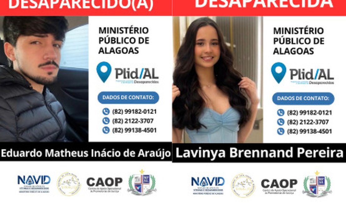 Plid pede ajuda para localizar dois adolescentes desaparecidos em Alagoas