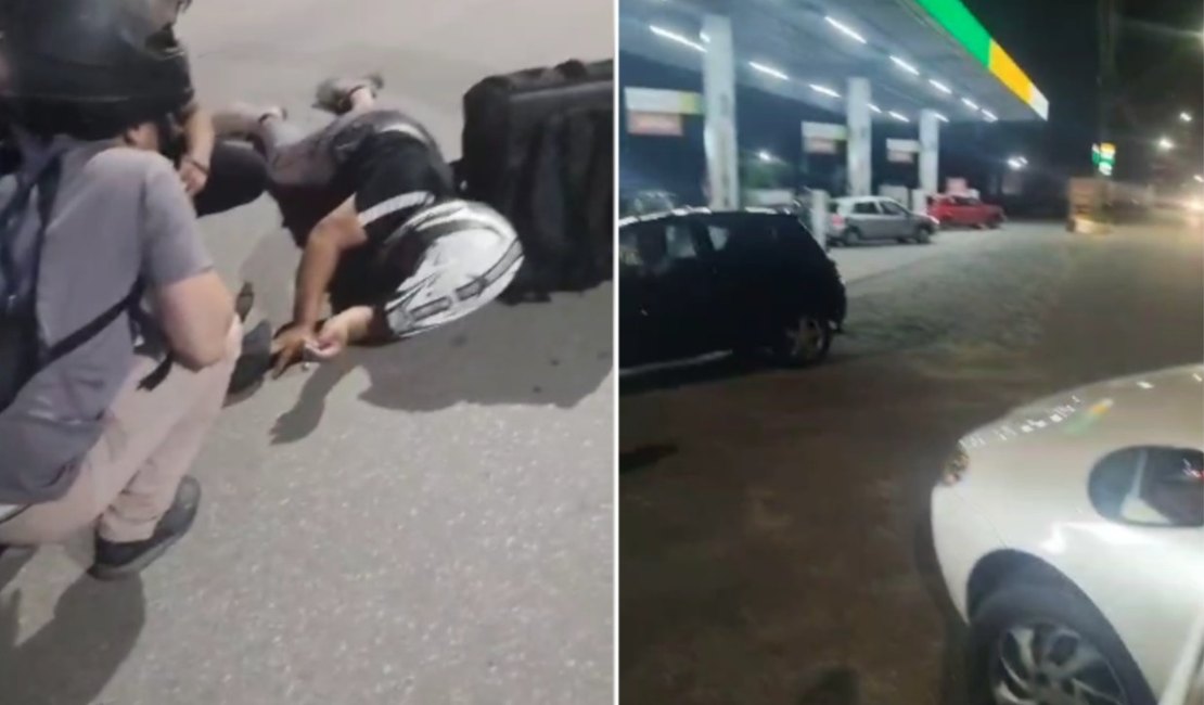 [Vídeo] Motociclista fica ferido após colisão com carro no Santa Amélia, em Maceió