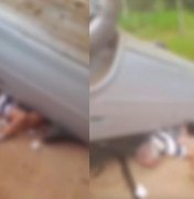 Idoso fica preso sob carro após capotamento em estrada vicinal de Igaci