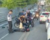 Óleo na pista provoca acidente e motociclista fica ferido no Bebedouro