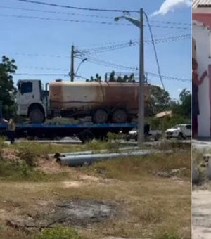 Guincho atinge fiação e provoca queda de poste em Delmiro Gouveia