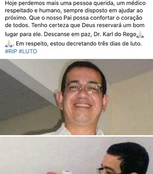 Em redes sociais, prefeito de Penedo Marcius Beltrão lamenta morte de médico e amigo