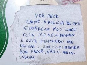 Jovem assediada pelo chefe pede socorro em guardanapo em SC
