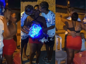 Ménage à trois? Mulher recebe homenagem de namorados de organizada do CSA; vídeo viraliza