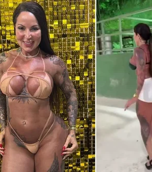 Rainha sem calcinha reaparece após polêmica e se esforça para sambar