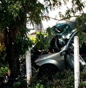 Motorista morre após perder controle de veículo e colidir contra árvore na AL-130, em Pão de Açúcar