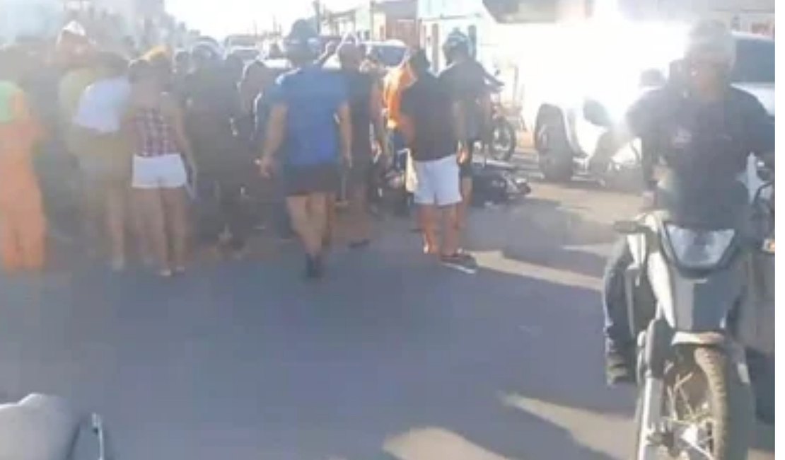 Motociclista fica ferido após caminhão-pipa avançar placa ‘pare’ e provocar colisão em Arapiraca