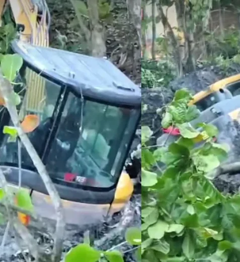 Máquinas afundam em obra nos Flexais e expõem instabilidade do solo em Maceió
