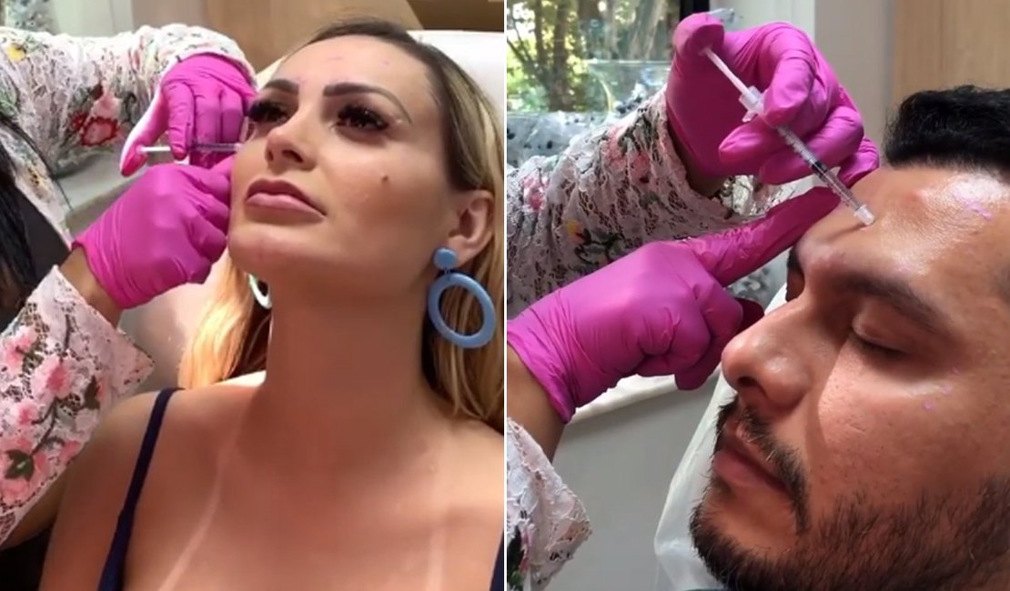 Andressa Urach faz botox com o marido: 'Ficar mais lindo para mim'