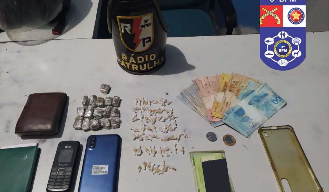 Trio é preso com 69 pedras de crack nas proximidades do mercado público de Arapiraca