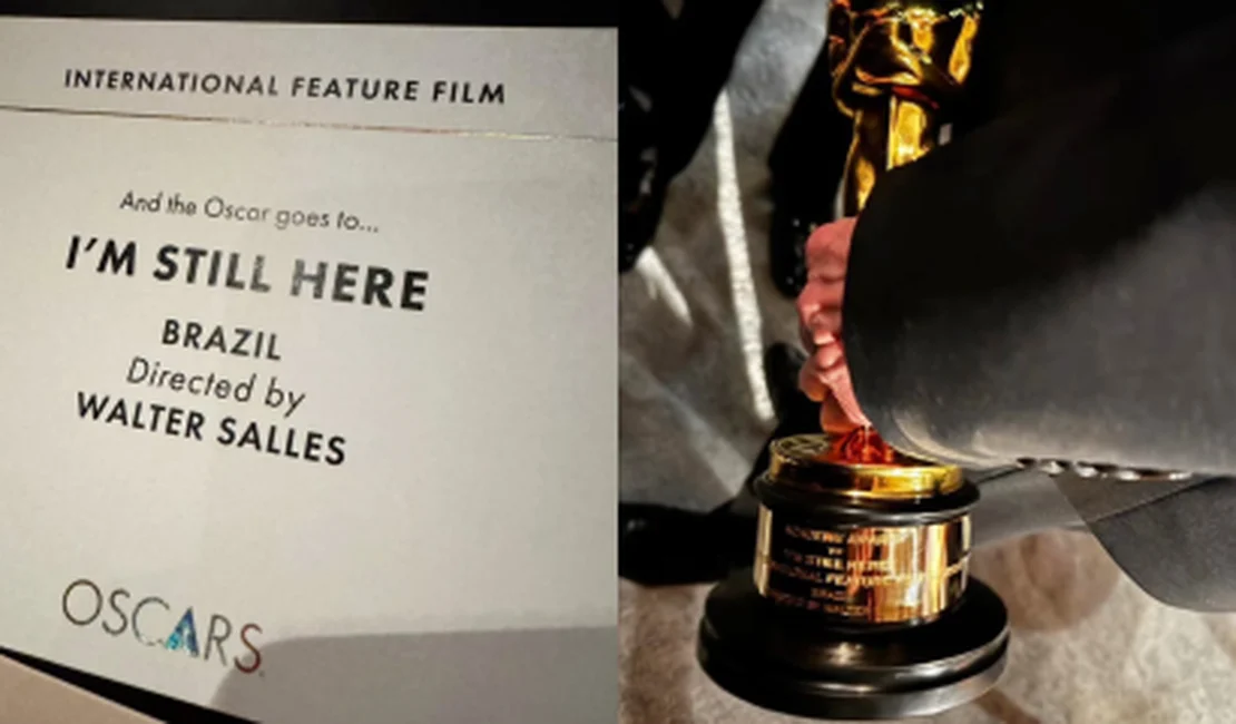 Fernanda Torres publica foto de estatueta do Oscar: 'Sorriam'