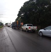 [Vídeo] Trânsito fica parado na AL-110 em Taquarana devido retirada de caminhão que tombou na quarta